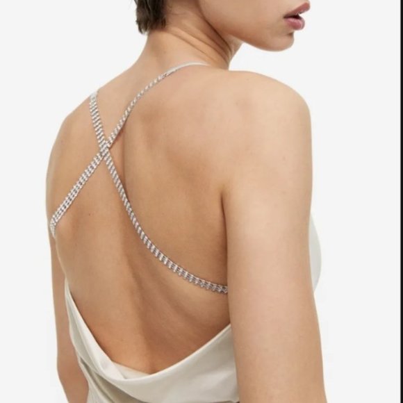 H&M Elegant Cream Midi Dress with Strappy Back - Picture 1 of 8